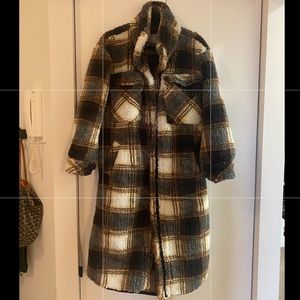 Free People Madi Plaid Teddy Coat